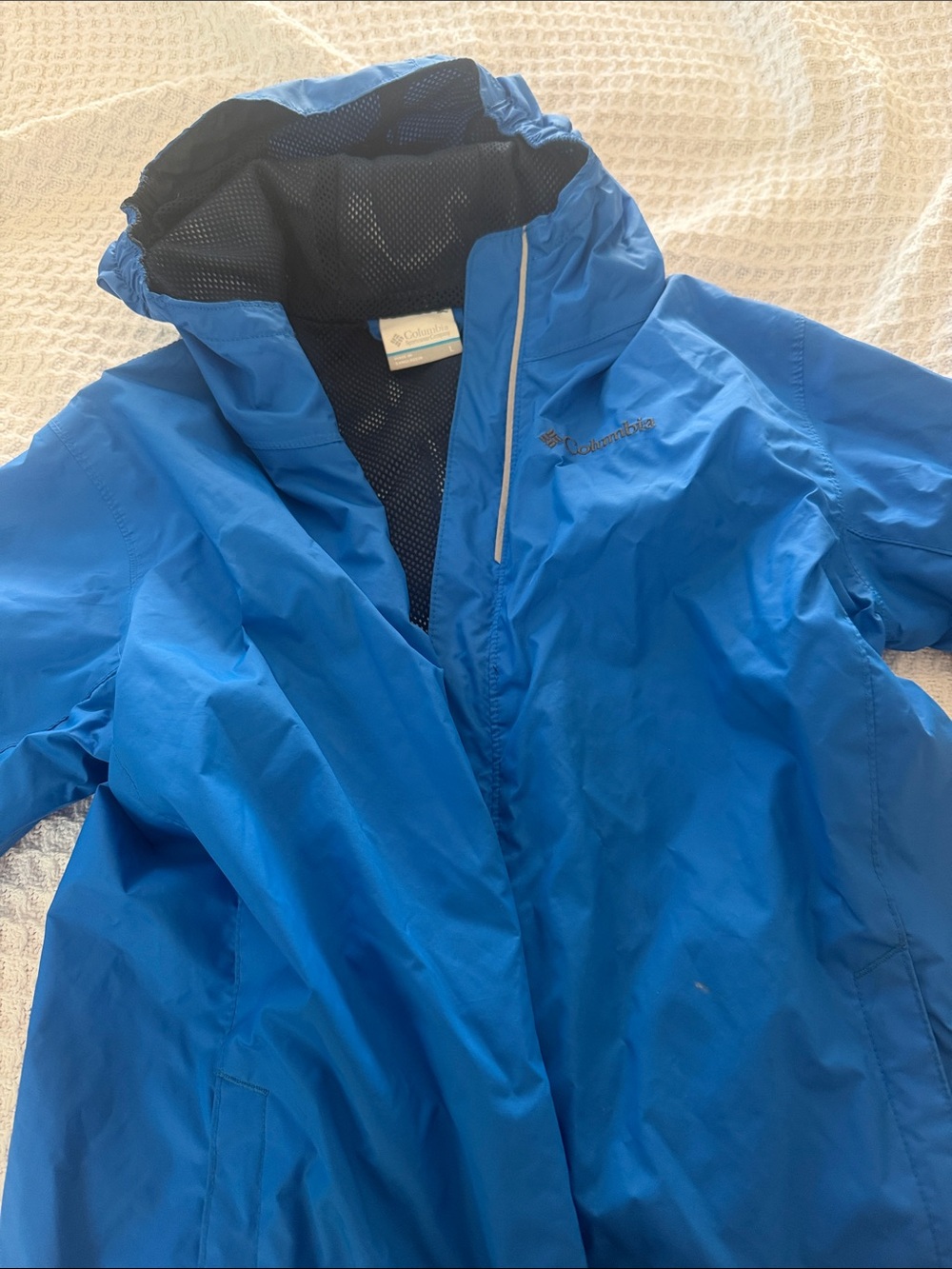 Columbia Bright Blue Hooded Rain Shell